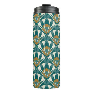 Art Deko nahtlose abstrakte Blumenmuster. Dekorati Thermosbecher