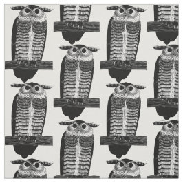 Art Deko Owl Bird Tinte Vintag Illustration Stoff