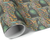 Art Deko Pfau Packpapier (Rolleneckpunkt)