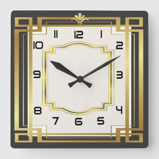 Art Deko Quadratische Wanduhr (Vorderseite)