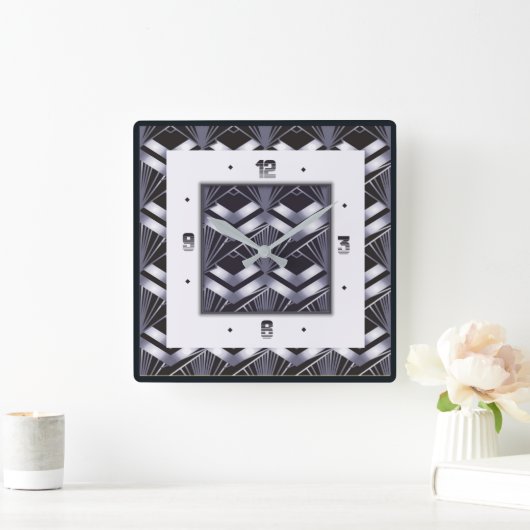 Art Deko Quadratische Wanduhr (Zuhause)
