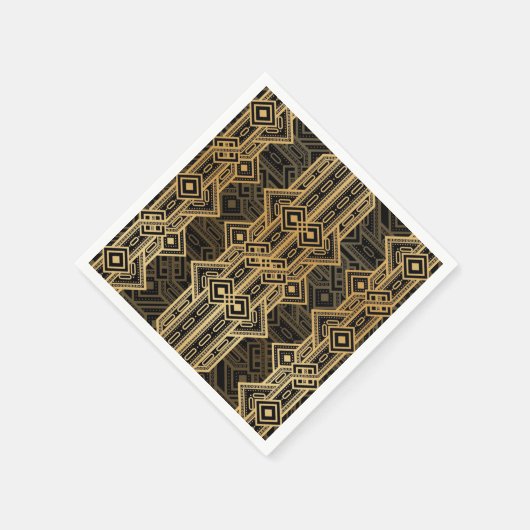 Art Deko rauscht zwanzig Schwarz-Gold-Design Serviette (Ecke)