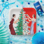 Art Deko Retro-Jahrgang Weihnachten Damen Party Pappteller (Party)