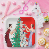 Art Deko Retro-Jahrgang Weihnachten Damen Party Pappteller (Party)