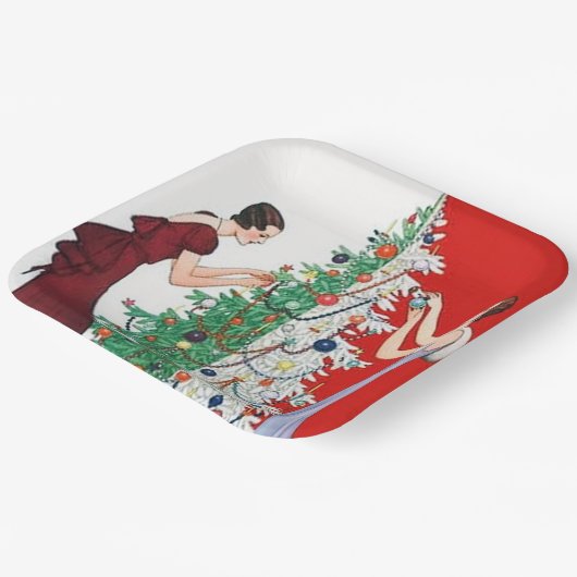 Art Deko Retro-Jahrgang Weihnachten Damen Party Pappteller (Gewinkelt)