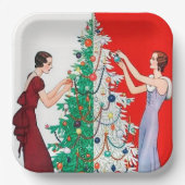 Art Deko Retro-Jahrgang Weihnachten Damen Party Pappteller (Vorderseite)