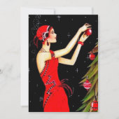 Art Deko Retro-Jahrgang Weihnachten hinzufügen Inf Einladung (Vorderseite)