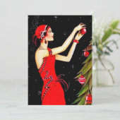 Art Deko Retro-Jahrgang Weihnachten hinzufügen Inf Einladung (Stehend Vorderseite)