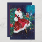 art Deko Retro-Jahrgang Weihnachten hinzufügen Inf Einladung (Vorne/Hinten)