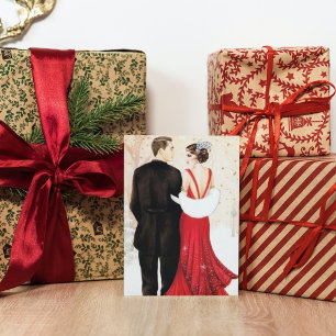 Art Deko Retro Vintag Couple Christmas Mitteilungskarte