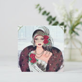 Art Deko Retro Vintage Dame Weihnachten (Stehend Vorderseite)