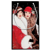 art Deko Retro Vintage Damen Weihnachtsfeiertag Kleine Geschenktüte (Rückseite)