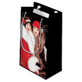 art Deko Retro Vintage Damen Weihnachtsfeiertag Kleine Geschenktüte (Rückseite Schrägansicht)