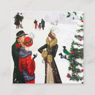 art Deko Retro Vintage Weihnachten Quadratische Visitenkarte