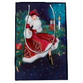 Art Deko Retro Vintage Weihnachtsfrau Party Mittlere Geschenktüte (Vorderseite)