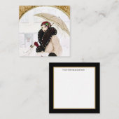 Art Deko Retro Vintage Weihnachtsfrau Quadratische Visitenkarte (Vorne/Hinten)