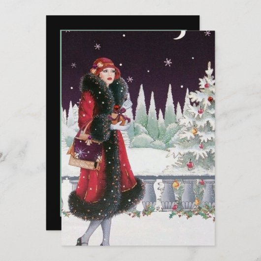 Art Deko Retro Vintage Zusatzinformationen Einladung (Vorne/Hinten)