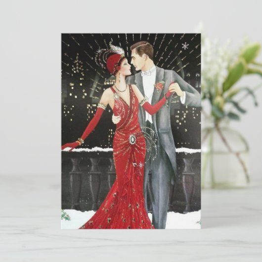 Art Deko Retro Vintages Party Einladung (Stehend Vorderseite)