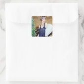 Art Deko Retro Weihnachtsfeiertage Dame Quadratischer Aufkleber (Tasche)