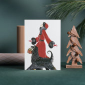 art Deko Retro Weihnachtsfrau Feiertag Feiertagskarte