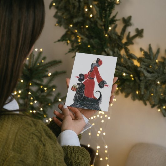 art Deko Retro Weihnachtsfrau Feiertag Feiertagskarte