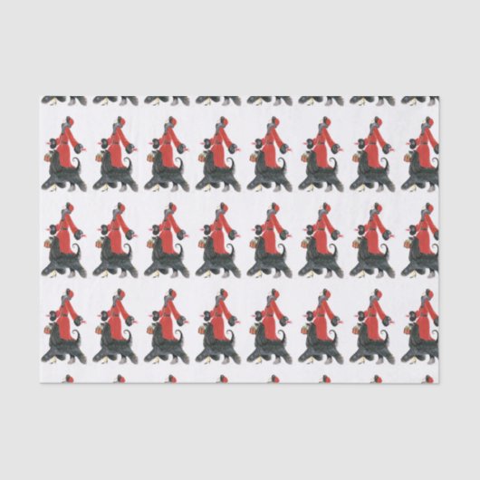 Art Deko Retro Weihnachtsfrau gekachelt Seidenpapier (Vorderseite)