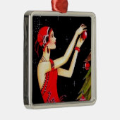 art Deko Retro-Weihnachtsfrau Ornament Aus Metall (Rechts)