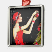 art Deko Retro-Weihnachtsfrau Ornament Aus Metall (Links)