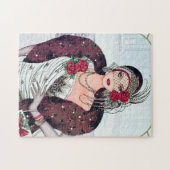 Art Deko Retro Weihnachtsfrau Puzzle (Horizontal)