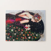 Art Deko Retro Weihnachtsfrau Puzzle (Horizontal)