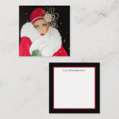 art Deko Retro-Weihnachtsfrau Quadratische Visitenkarte (Vorne/Hinten)