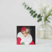 art Deko Retro-Weihnachtsfrau Quadratische Visitenkarte (Stehend Vorderseite)