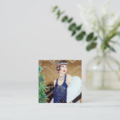 art Deko Retro-Weihnachtsfrau Quadratische Visitenkarte (Stehend Vorderseite)