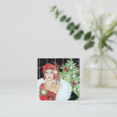 art Deko Retro-Weihnachtsfrau Quadratische Visitenkarte (Stehend Vorderseite)