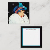 art Deko Retro-Weihnachtsfrau Quadratische Visitenkarte (Vorne/Hinten)
