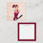 art Deko Retro-Weihnachtsfrau Quadratische Visitenkarte (Vorne/Hinten)