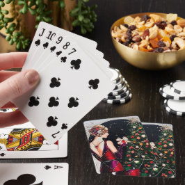 Art Deko Retro Weihnachtsfrau Spielkarten