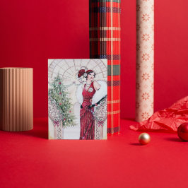art Deko Retro Weihnachtsfrauen Feiertagskarte