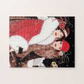 art Deko Retro Weihnachtsfrauen Puzzle (Horizontal)