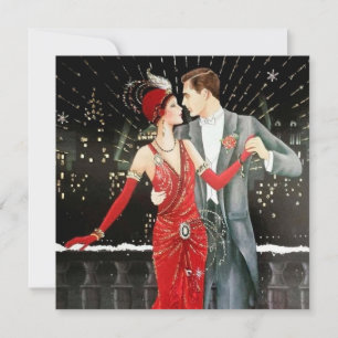 Art Deko Retro Weihnachtspaar Feiertagskarte
