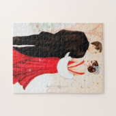 Art Deko Retro Weihnachtspaar Puzzle (Horizontal)