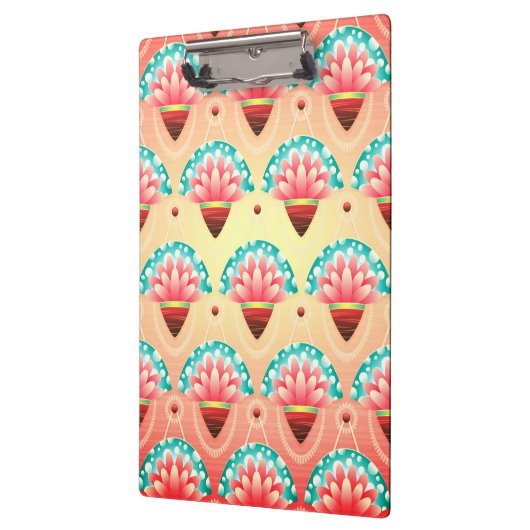 Art Deko Rosa Blume Gold aquamarin Klemmbrett (Links)