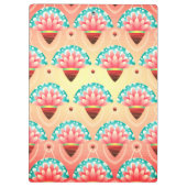 Art Deko Rosa Blume Gold aquamarin Klemmbrett (Rückseite)