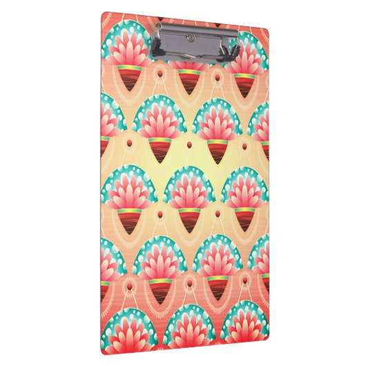 Art Deko Rosa Blume Gold aquamarin Klemmbrett (Rechts)