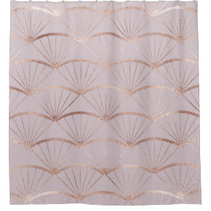 Art Deko, Rose Gold Ventilatoren Fliesen. Duschvorhang