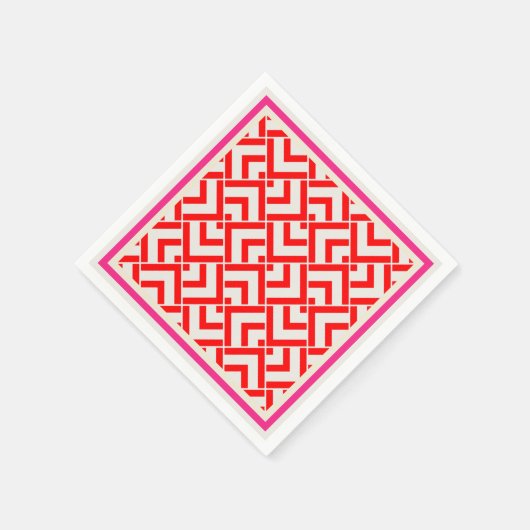 Art Deko, rot in lebhaften Farben Serviette (Ecke)