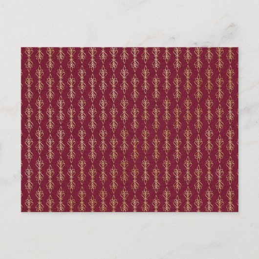 Art Deko Rot und Goldmuster Postkarte (Vorderseite)