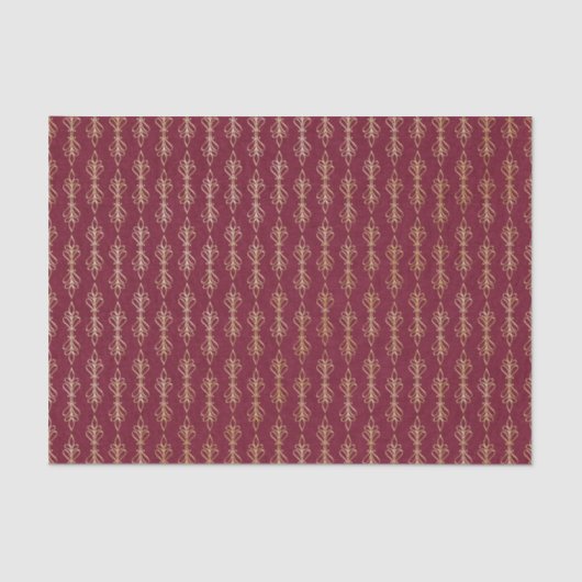 Art Deko Rot und Goldmuster Seidenpapier (Vorderseite)