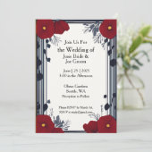 Art Deko Rote Pappi Einladung zur Hochzeit (Stehend Vorderseite)