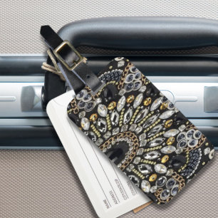 Art Deko Schwarz-Gold-Böhmisches Muster Gepäckanhänger